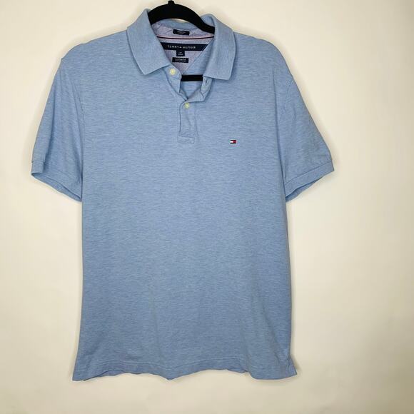 Tommy Hilfiger Light Blue Polo Sz Large Stretch - Picture 1 of 4